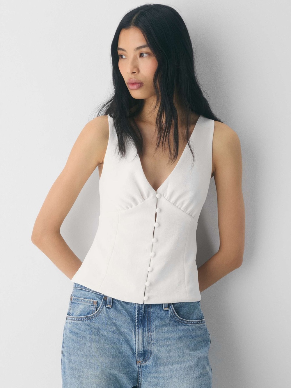 Aritzia Aperivito Crepette top in light birch size 2 nwt